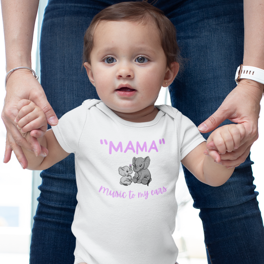 "MAMA" Music to My Ears| Baby Short Sleeve One Piece| Onesie