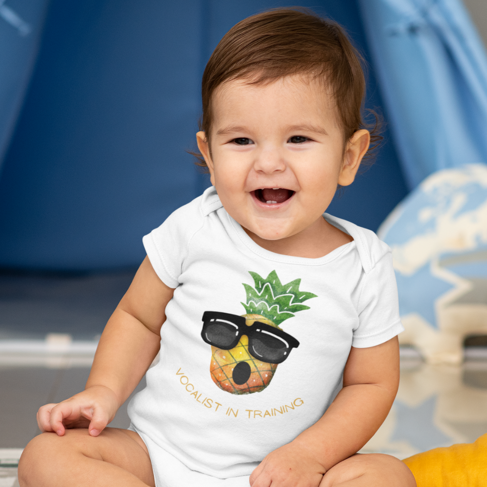 Vocalist in Training | Pineapple With Sunglasses | Baby Short Sleeve Onesie