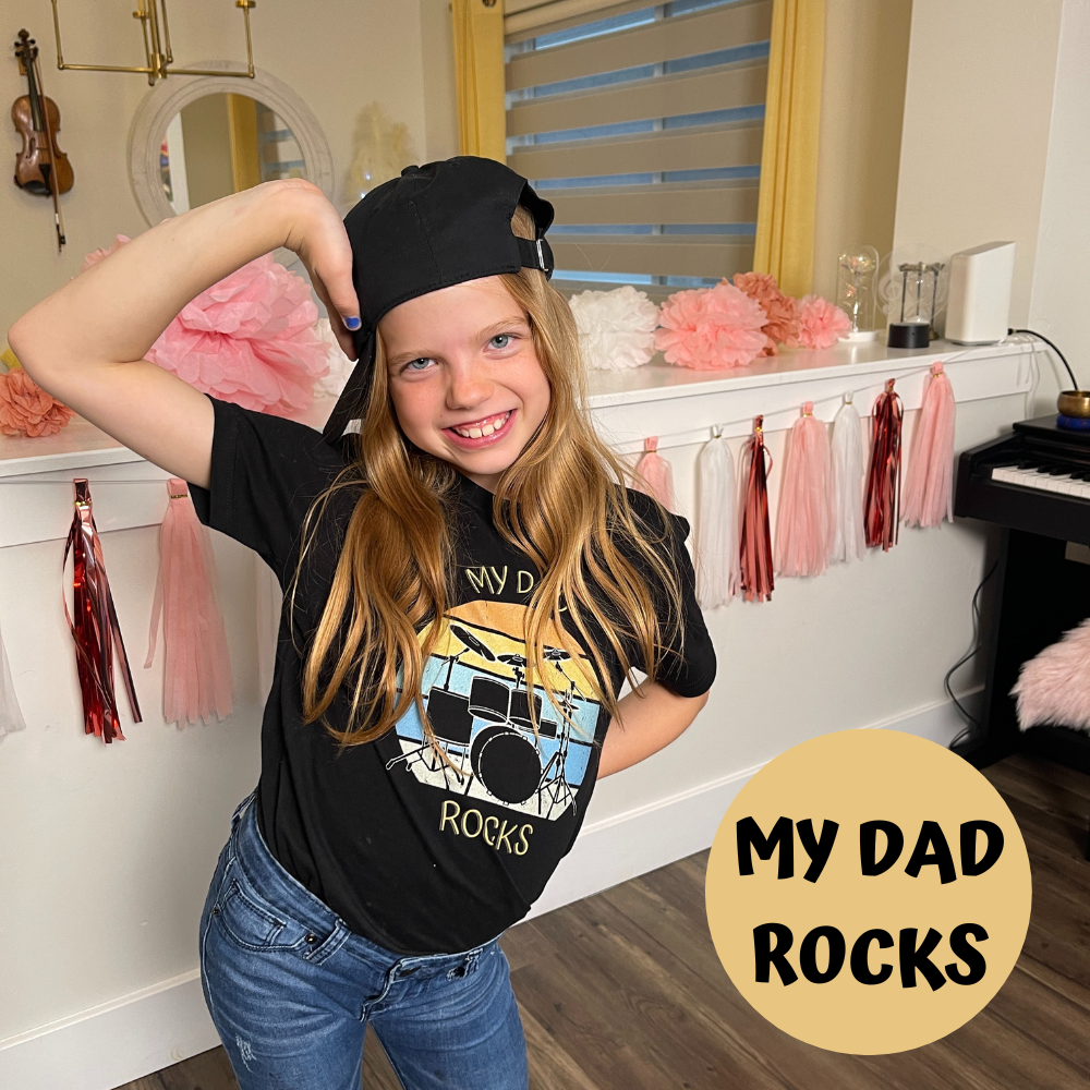 MY DAD ROCKS | DADDY AND ME SHIRTS | DRUM SET | YOUTH SHORT SLEEVE T-SHIRT