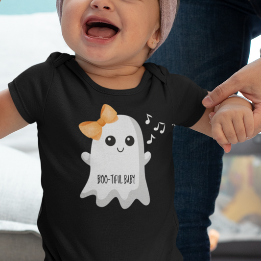 Boo-tiful Baby Onesie | Ghost w/bow | Baby short sleeve one piece