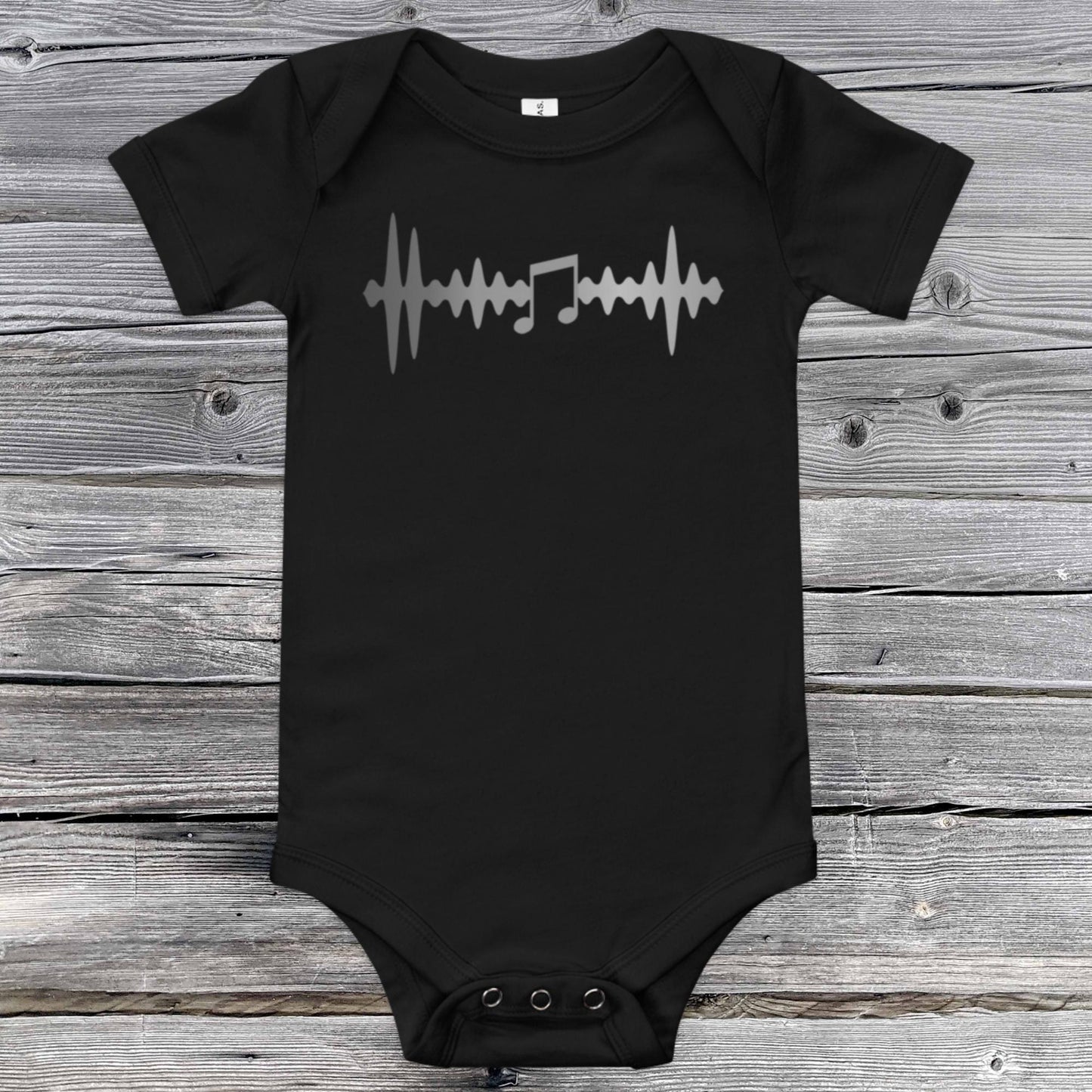 Heartbeat Wave Grayscale | Musical Notes | Baby short sleeve one piece