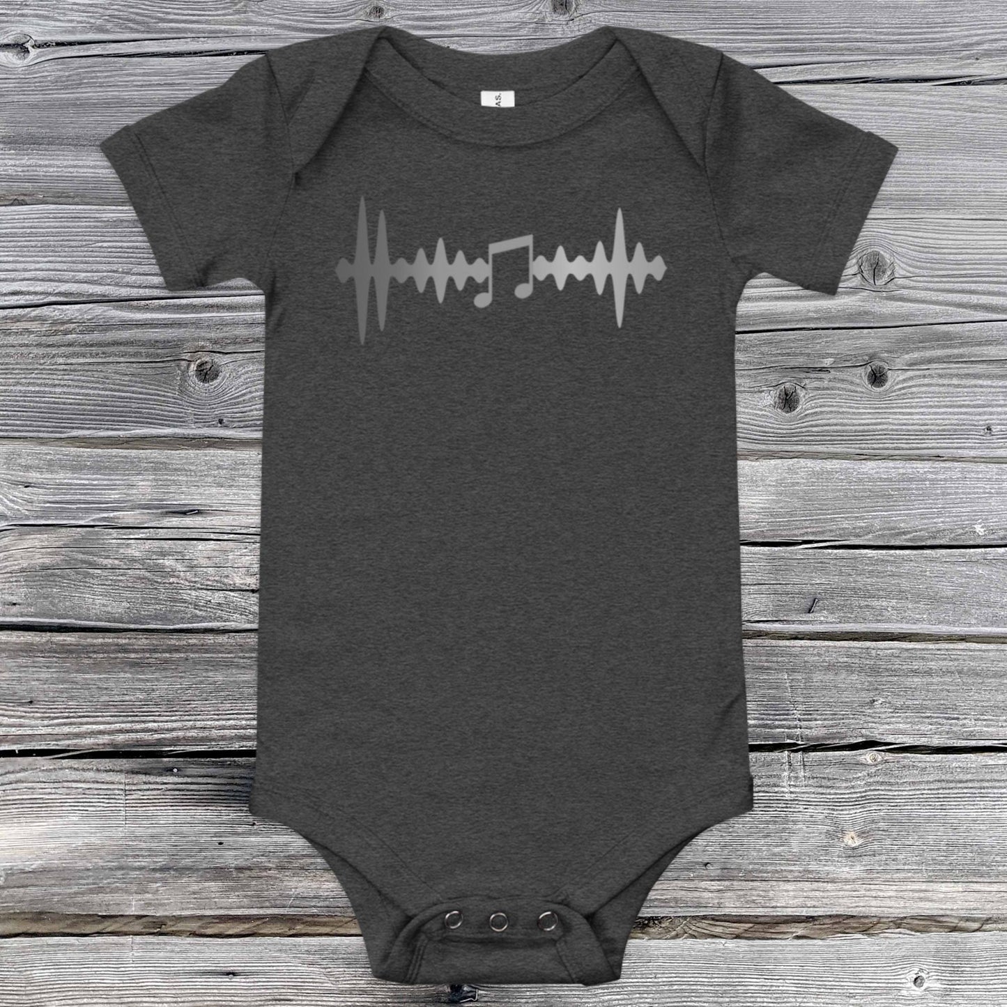 Heartbeat Wave Grayscale | Musical Notes | Baby short sleeve one piece