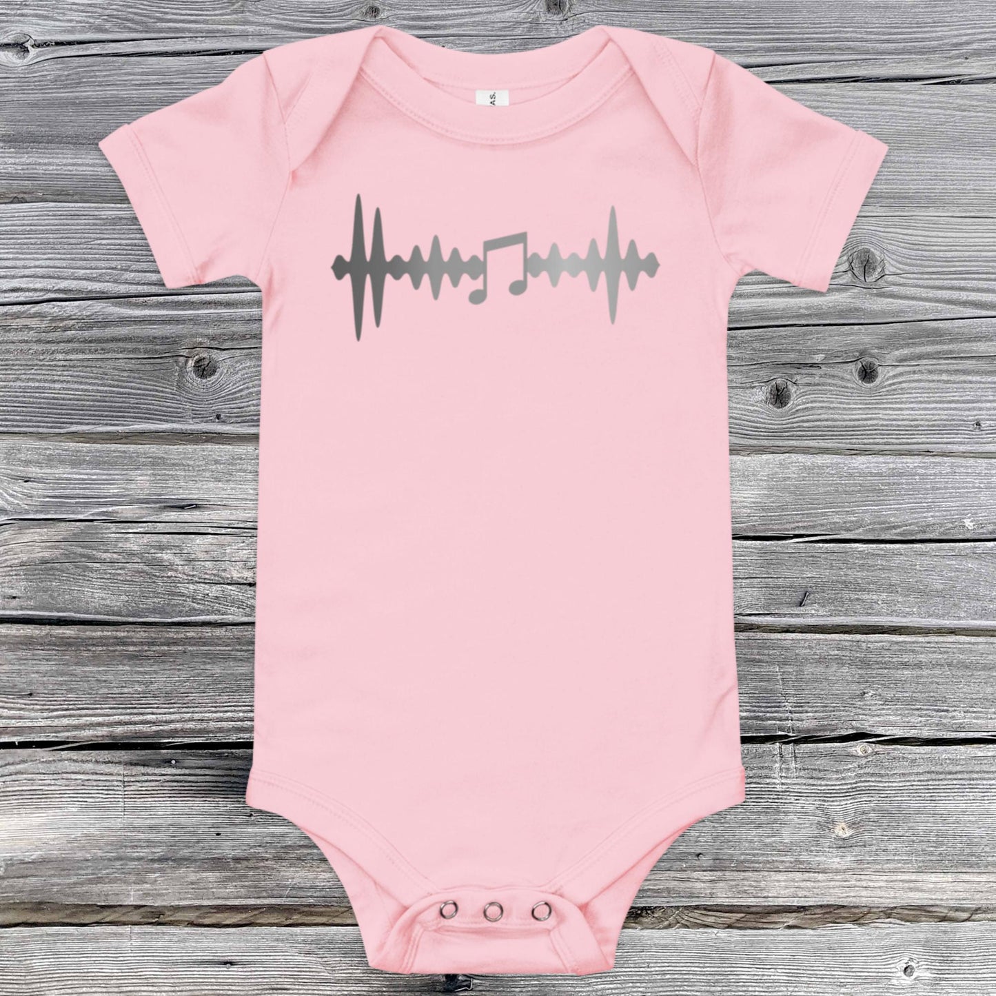 Heartbeat Wave Grayscale | Musical Notes | Baby short sleeve one piece