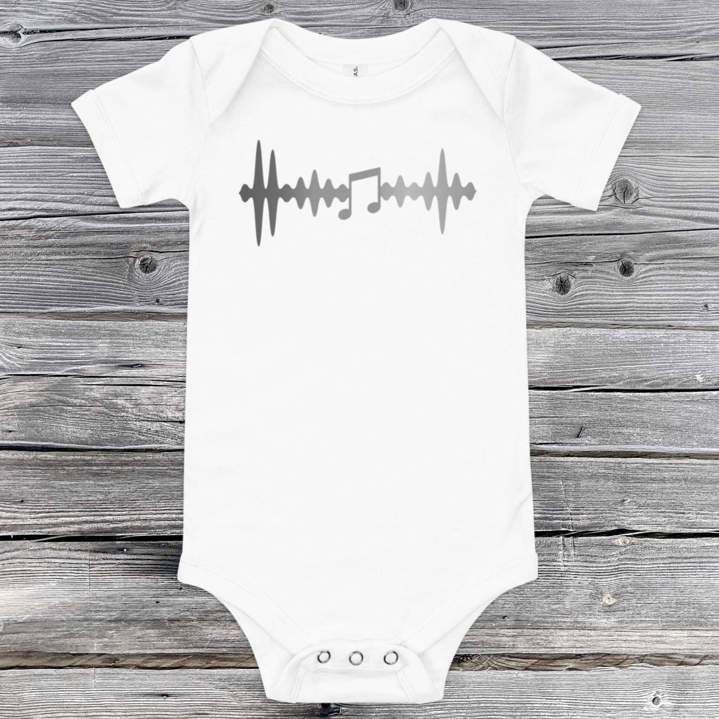 Heartbeat Wave Grayscale | Musical Notes | Baby short sleeve one piece