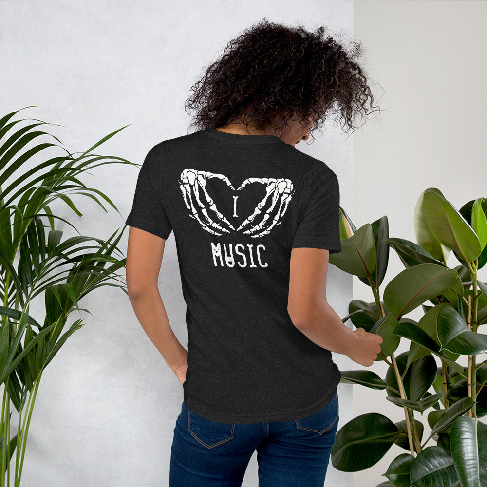 I heart music | skeleton hands | Halloween |Unisex t-shirt