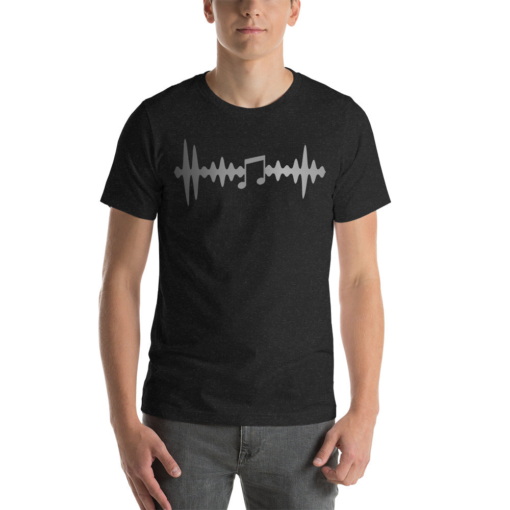 Heartbeat Wave + Musical Notes | Grayscale | Unisex t-shirt