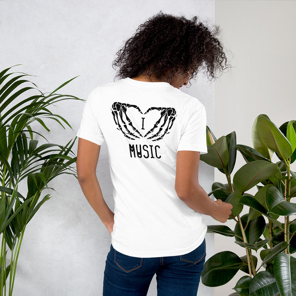 I heart music | skeleton hands | Halloween |Unisex t-shirt