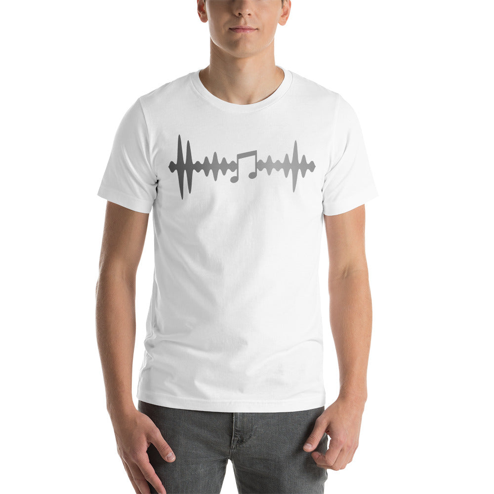 Heartbeat Wave + Musical Notes | Grayscale | Unisex t-shirt