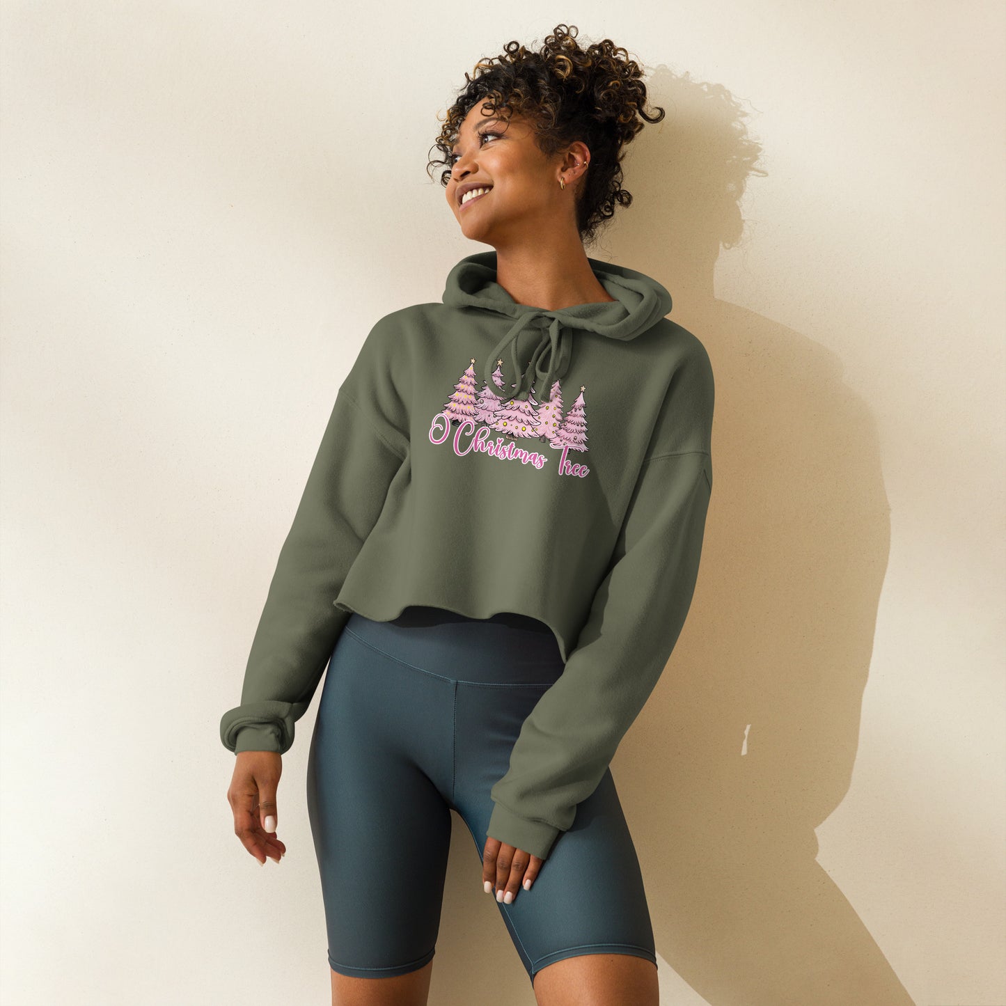 O Christmas Tree | Pink Trees | Crop Hoodie