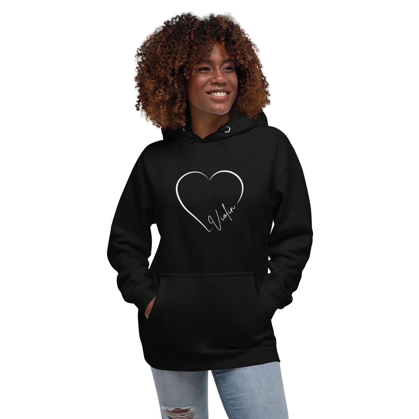 Heart Violin | Black Heart | White Heart | Unisex Hoodie