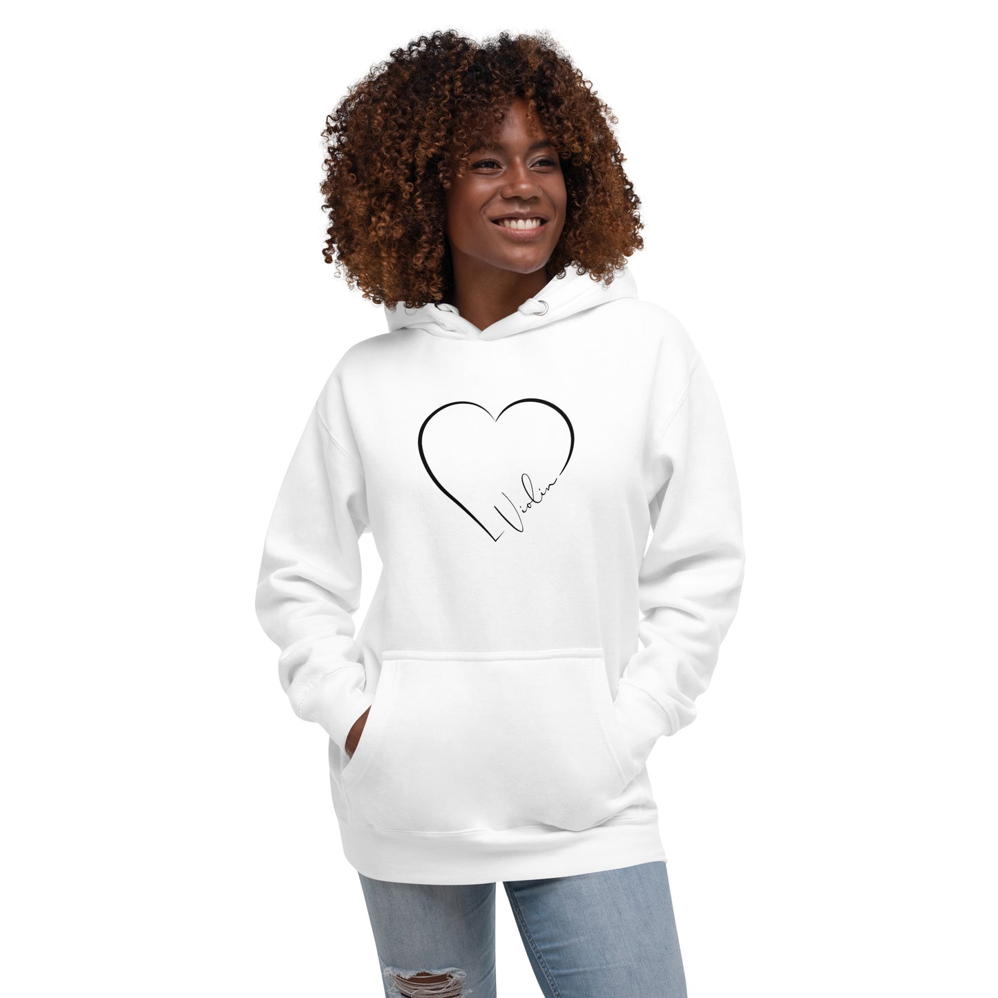 Heart Violin | Black Heart | White Heart | Unisex Hoodie