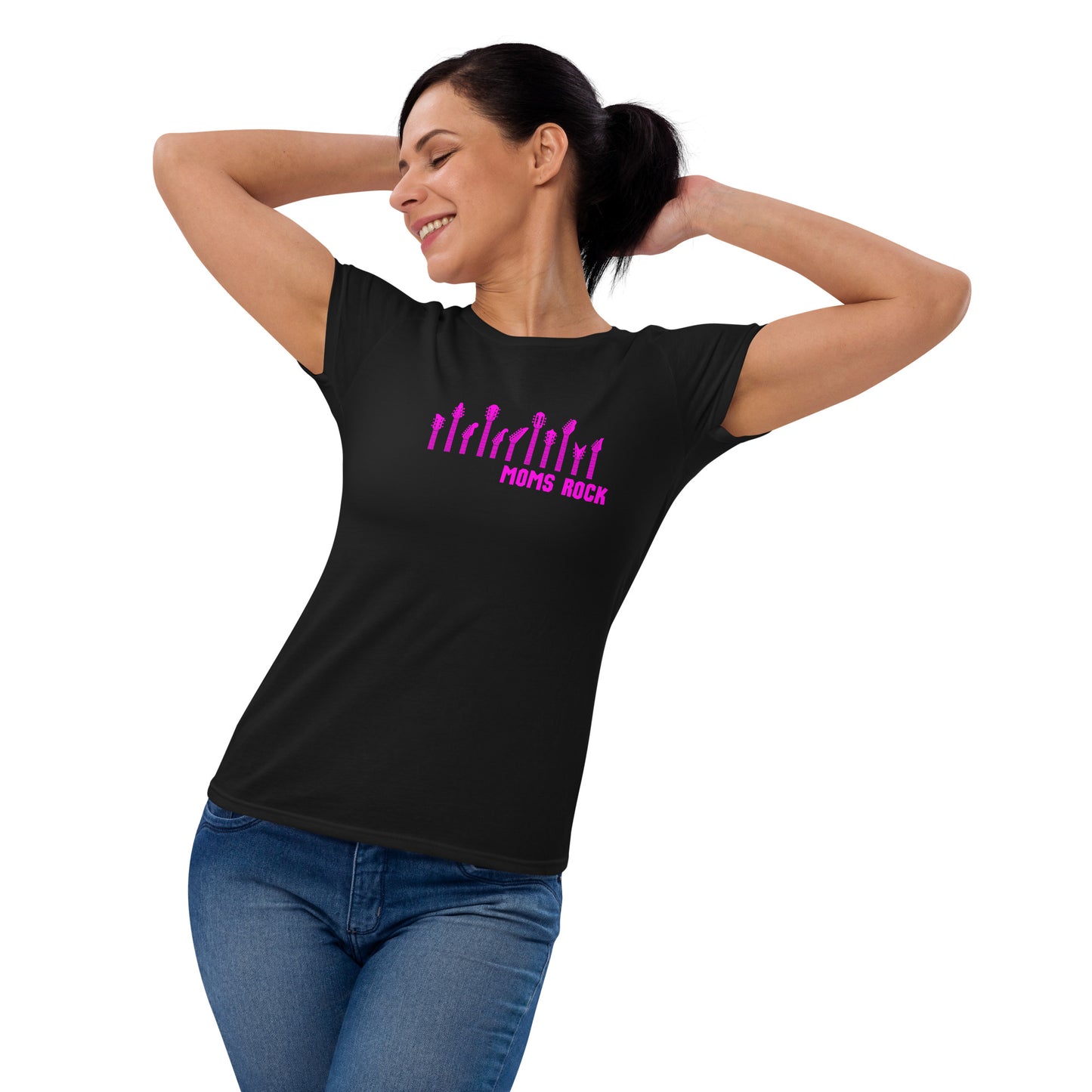 MOMS ROCK | Pink | Electric Guitars | Guitars | Women's Short Sleeve T-Shirt