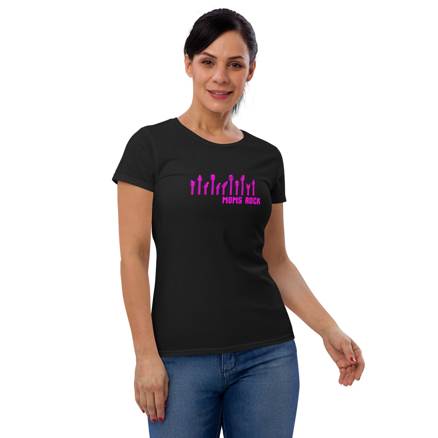 MOMS ROCK | Pink | Electric Guitars | Guitars | Women's Short Sleeve T-Shirt