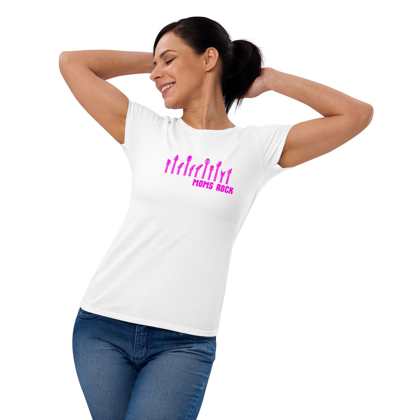 MOMS ROCK | Pink | Electric Guitars | Guitars | Women's Short Sleeve T-Shirt