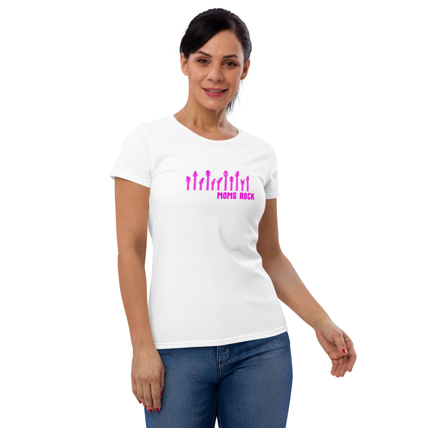 MOMS ROCK | Pink | Electric Guitars | Guitars | Women's Short Sleeve T-Shirt