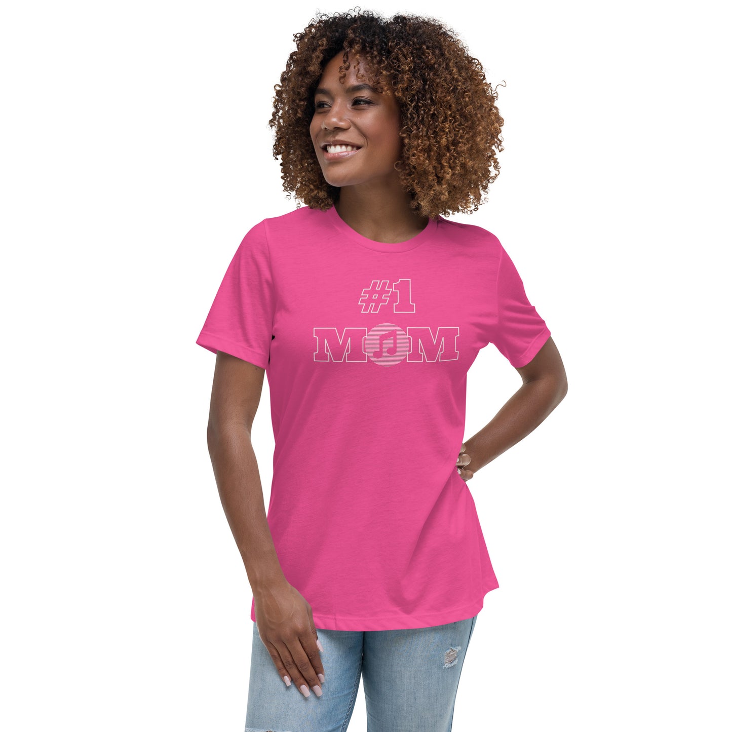 #1 MOM | Musical Note in Circle | Women's Relaxed T-Shirt