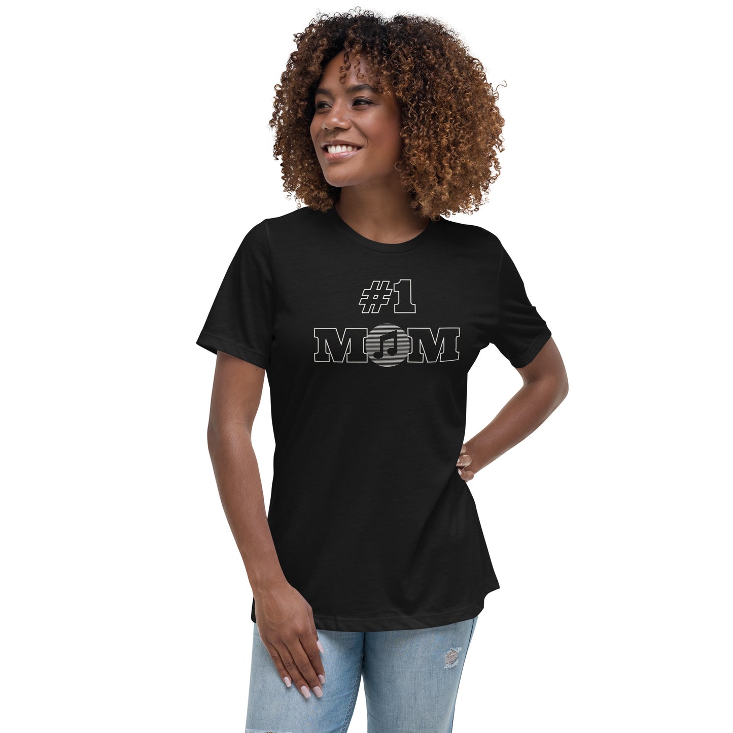 #1 MOM | Musical Note in Circle | Women's Relaxed T-Shirt