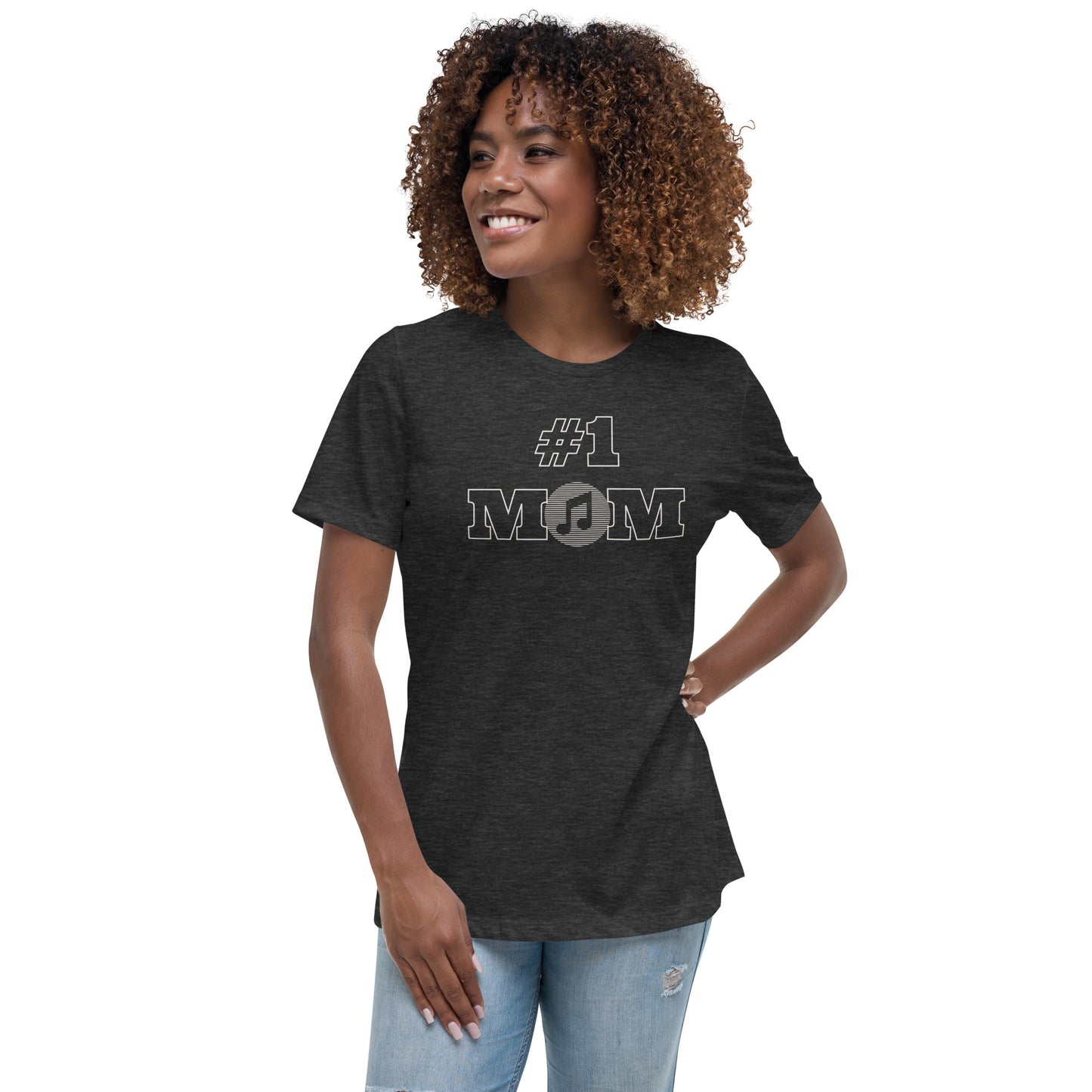 #1 MOM | Musical Note in Circle | Women's Relaxed T-Shirt