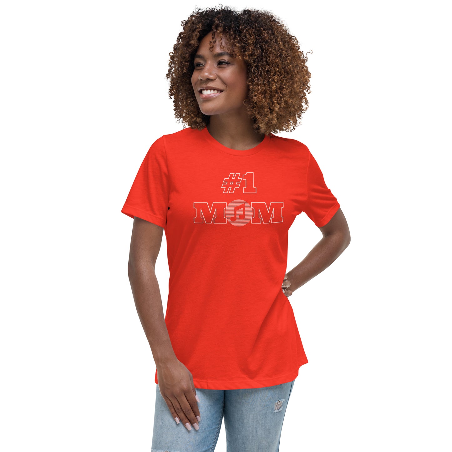 #1 MOM | Musical Note in Circle | Women's Relaxed T-Shirt